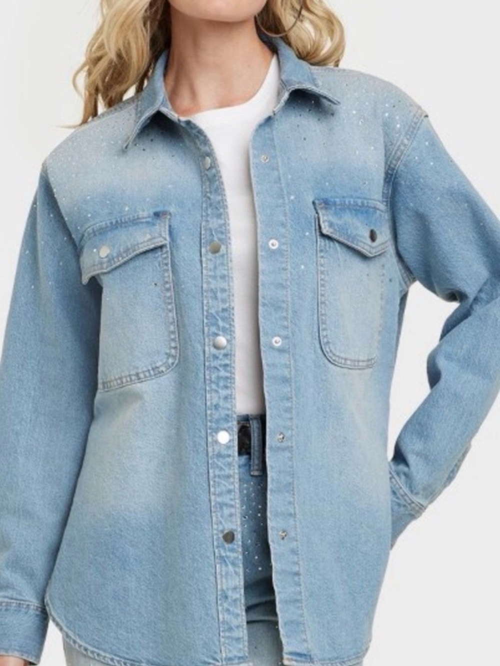 Universal Thread denim Light Blue embellished with rhinestones xs